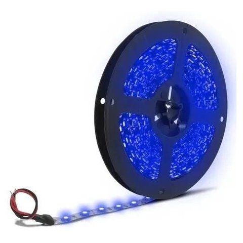 Fita LED Azul 5 Mts c/Dupla Face 3528 12V com Silicone +Fonte