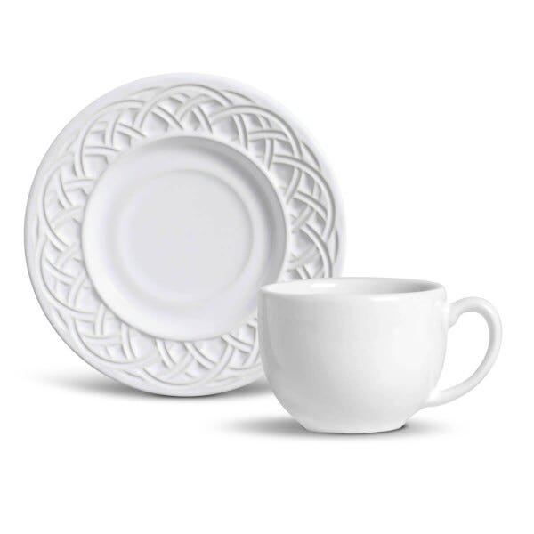 CONJUNTO DE XÍCARA DE CHÁ CESTINO BRANCO 6PCS PORTO BRASIL - 1