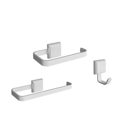Kit Porta Papel Higiênico e Porta Toalha de Rosto Luxo + Cabide Lavabo Branco
