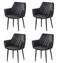 Ver imagem 1 de Kit 4 Cadeiras com Braços Marrakesh Fratini Estofado Matelassê Preto Base Aço Carbono Preto