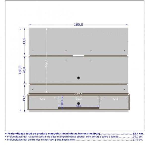 Painel para TV até 65 Polegadas 2 Portas Âmbar Móveis Bechara - 2