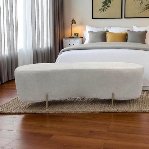 Puff Decorativo Alana Bouclé Bege