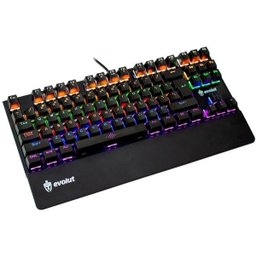 Teclado Gamer Evolut Assault Eg-204rb Qwerty Blue Inglês Us De Cor Preto Com Luz Rainbow - 1