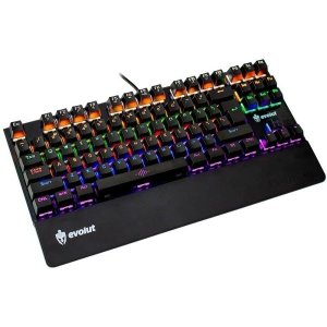 Teclado Gamer Evolut Assault Eg-204rb Qwerty Blue Inglês Us De Cor Preto Com Luz Rainbow