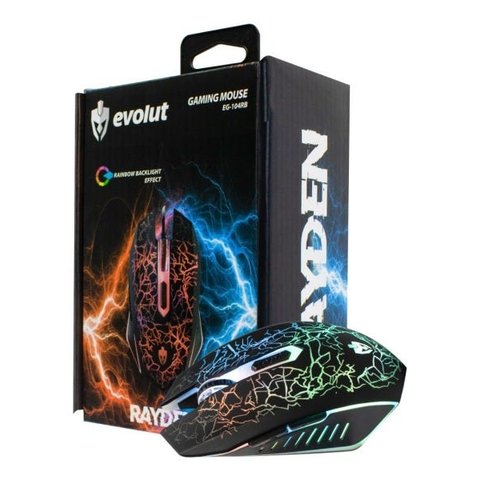 Mouse Gamer Evolut Rayden Eg-104rb 2400 Dpi 4 Velocidades Usb Rainbow Led 6 Botões