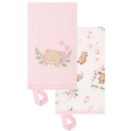 Kit 2 Babinhas Paninho de Boca Menina Ursinhos Rosa - Hug: Rosa - 1