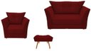 Ver imagem 1 de Kit Namoradeira + 1 Poltrona Decorativa Isis + 1 Puff Retangular Suede Marsala Pés Madeira Ms Decor