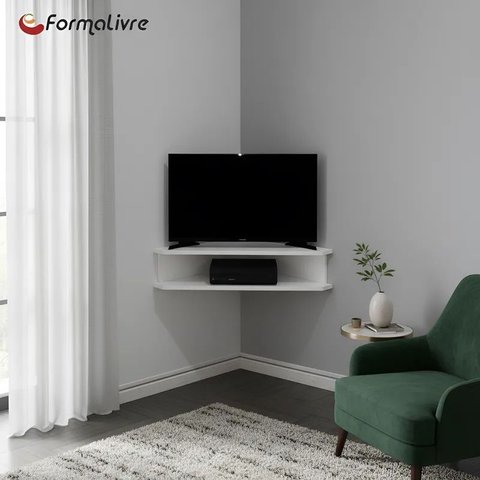 Rack Suspenso para Tv de até 39” Aparador Bancada Estante de Canto Branco