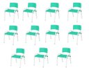 Ver imagem 2 de Kit 11 Cadeira Iso Infantil Creche, Escola Base Branco Verde Água