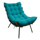 Ver imagem 2 de Kit 02 Poltronas e 02 Puffs Costela Base Fixa Suede - Doce Sonho Móveis - Azul Turquesa