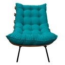 Ver imagem 6 de Kit 02 Poltronas e 02 Puffs Costela Base Fixa Suede - Doce Sonho Móveis - Azul Turquesa