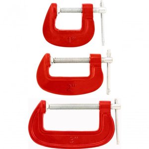 Jogo Grampo Tipo C com 1",2",3" Ferro Fundido Leve - Nove54