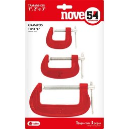 Jogo Grampo Tipo C com 1",2",3" Ferro Fundido Leve - Nove54 - 6