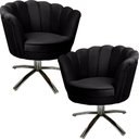 Ver imagem 1 de Kit Duas Poltronas Giratórias Pétala em Sued Premium Preto Sua Casa Decorações