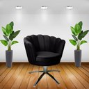 Ver imagem 3 de Kit Duas Poltronas Giratórias Pétala em Sued Premium Preto Sua Casa Decorações
