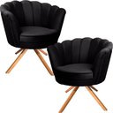 Ver imagem 2 de Kit Duas Poltronas Giratórias Pétala em Sued Premium Preto Sua Casa Decorações