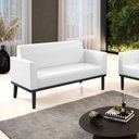 Ver imagem 2 de Sofá Namoradeira com Poltrona Base de Madeira Fixa Preto Marisa Corano Branco D03 - D’Rossi