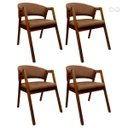 Ver imagem 1 de Kit 4 Cadeiras de Jantar com Braço Madeira Estofada Marrom Claro Ravena Ccs