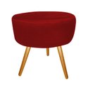 Ver imagem 3 de Kit Poltrona Decorativa Bia + Puff Redondo Suede Vermelho Pés Madeira Mz Decor