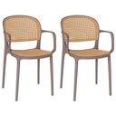 Ver imagem 1 de Kit 2 Cadeiras de Jantar Roma Prática com Braços para Sala e Cozinha - Marrom Claro