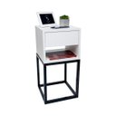 Ver imagem 1 de Mesa de Cabeceira Industrial 30cm Branco Gaveta e Nicho Pés Ferro Preto para Quarto Cama