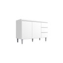 Ver imagem 1 de Balcão Gabinete para Pia Andreia sem Tampo 100cm 2 Portas 3 Gavetas Branco - Ajl Móveis Balcão Gabin