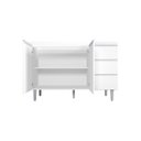 Ver imagem 4 de Balcão Gabinete para Pia Andreia sem Tampo 100cm 2 Portas 3 Gavetas Branco - Ajl Móveis Balcão Gabin