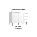 Ver imagem 3 de Balcão Gabinete para Pia Andreia sem Tampo 100cm 2 Portas 3 Gavetas Branco - Ajl Móveis Balcão Gabin