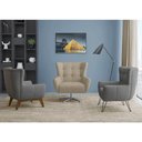 Ver imagem 2 de Poltrona Giratória 88cm Bull Linho Off White - Sallar Home
