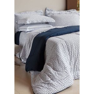 jogo de Cama Vintage Poá Marinho 200 fios - Queen