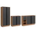 Ver imagem 2 de Conjunto Escritório Office 3 Peças, Armário Alto 2 Portas e Armário Baixo 4 Portas, 2 Gavetas,