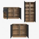Ver imagem 4 de Conjunto Escritório Office 3 Peças, Armário Alto 2 Portas e Armário Baixo 4 Portas, 2 Gavetas,