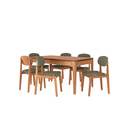 Ver imagem 1 de Conjunto Sala de Jantar Madeira Maciça 6 Cadeiras Verde/malva