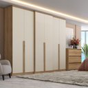 Ver imagem 1 de Guarda-Roupa Casal 6 Portas 4 Gavetas 261x60x230cm Valência Off White Capuccino/Off White