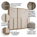 Ver imagem 5 de Guarda-Roupa Casal 6 Portas 4 Gavetas 261 x 230cm Valência Yescasa Cappuccino/Off White