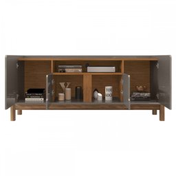 Rack para TV Até 60 Polegadas Lizz 4 Portas Cinza Perola/Cedro - Casa D - 3