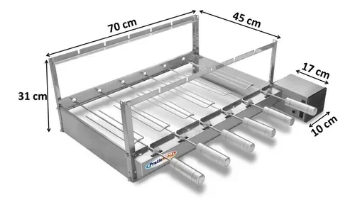Churrasqueira Giratória Rotativa 6 Espetos Inox Giram Opostos Motor WEG - Lado Direito - 2