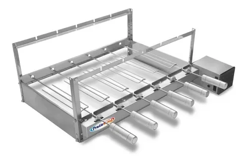 Churrasqueira Giratória Rotativa 6 Espetos Inox Giram Opostos Motor WEG - Lado Direito - 4
