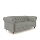 Ver imagem 2 de Sofá Living Sala de Estar Stanford Chesterfield 2 Lugares 180cm Pés de Madeira Couro Cinza G58 - Gra