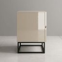 Ver imagem 3 de Criado Mesa de Cabeceira Eros 45cm 2 Gavetas MDF Moderno Off White Pés de Ferro Industrial Preto