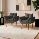 Ver imagem 1 de Kit 2 Poltronas Decorativas Reforçadas para Sala Alice para Recepção Manicure Escritório Suede