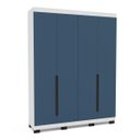 Ver imagem 2 de Roupeiro Solteiro Madri 4 Portas 4 Gavetas 161x214cm Azul/Branco 250701
