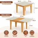 Ver imagem 4 de Mesa de Jantar Quadrada Extensível 90/127cm 100% MDF Carvalho Rose/ Off White - Dalla Costa