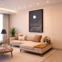 Ver imagem 5 de Quadro Canvas Lua e Colinas Minimalista 40x30cm Mold Branca