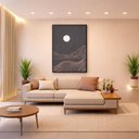 Ver imagem 3 de Quadro Canvas Lua e Colinas Minimalista 40x30cm Mold Branca