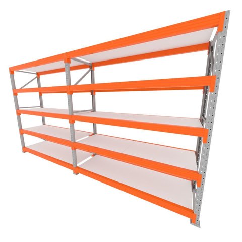 Mini Porta Pallet 200 Kg por Nivel Inicial + Continuação com 5 Niveis Laranja com Mdf Branco