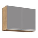 Ver imagem 1 de Armário Aéreo 80cm 2 Portas Califórnia Castanho/Cinza - Lumil Móveis