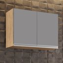 Ver imagem 3 de Armário Aéreo 80cm 2 Portas Califórnia Castanho/Cinza - Lumil Móveis