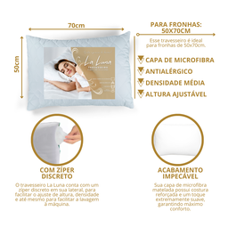 Kit 3 Travesseiros La Luna Anatômico 100% Fibra de Silicone Importada e Antialérgica - 2