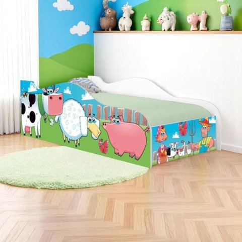Cama Carro Solteiro Joy Fazendinha e Vaquinha Solteiro